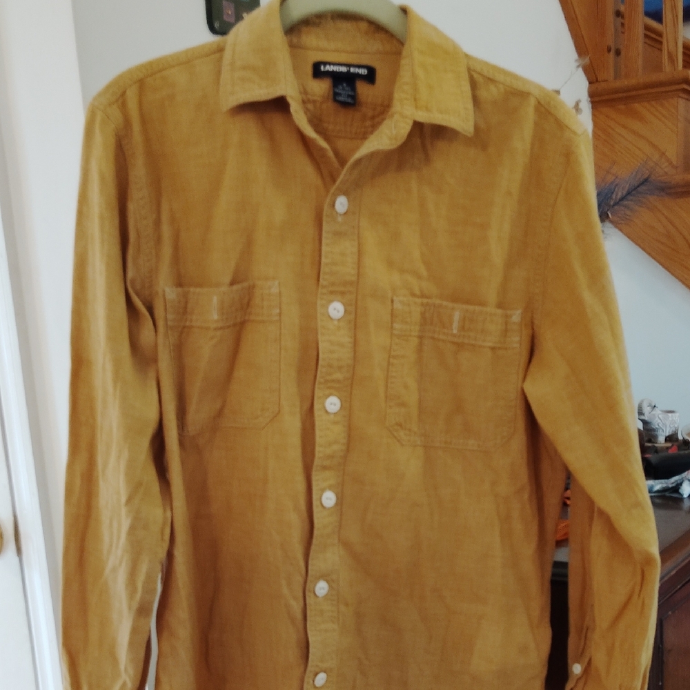 Lands' End Yellow Casual Button Down Shirt - Traditional Fit